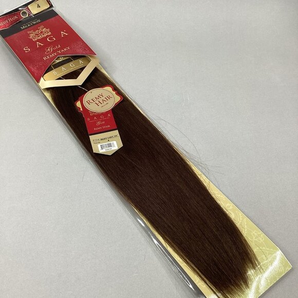 Unbranded Other - 16” #4 Dark Brown Saga Remi Yaki Straight Human Hair Track Extensions